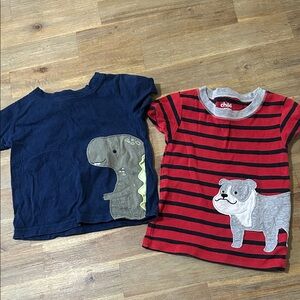 Child of Mine Navy Dinosaur and Red Bulldog Tees
